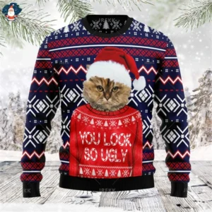 Pull de Noël Chat Grognon "You Look so Ugly"
